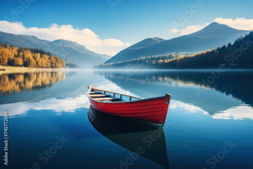 Majestic Reflection: A Tranquil Boat Ride amidst the Breathtaking Nature of Lake Bled, Slovenia