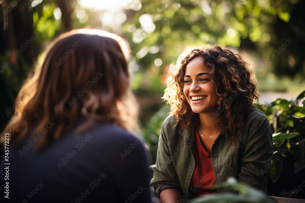 African American female counselor demonstrating empathy during a breakthrough session with a client, highlighting the importance of mental health support and therapeutic communication - obrazy, fototapety, plakaty 