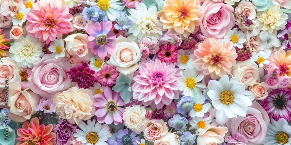 spring Flowers background. Top view spring Flowers background. Top view