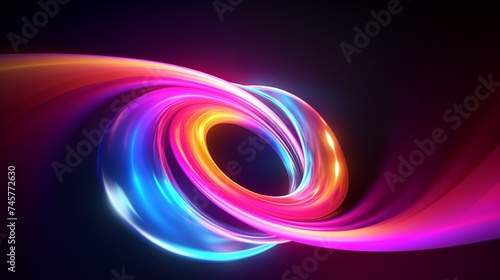Colorful swirl elements with neon led illumination, Cyberpunk, futuristic background