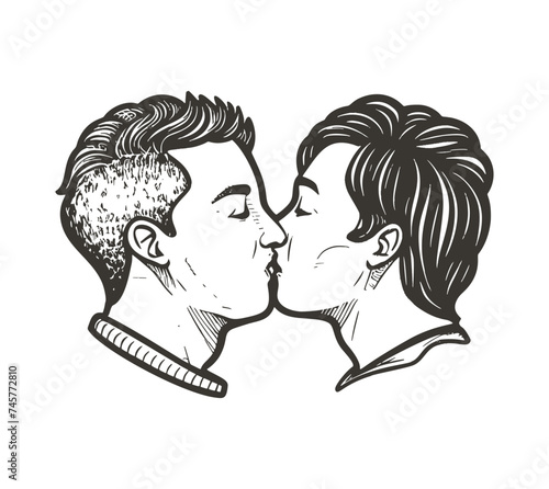 Couple Romantically Engaged In A Kiss
