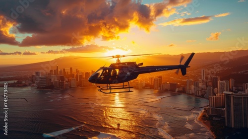 Stunning aerial sunset scen...