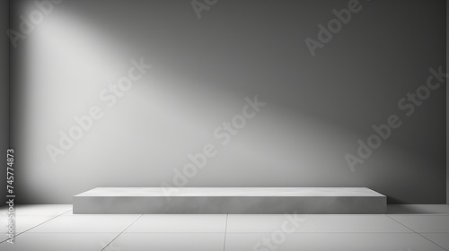 Gray background for product presentation with shadow and light from windows