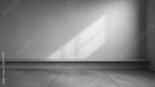 Fototapeta Naklejka Na Ścianę i Meble -  Gray background for product presentation with shadow and light from windows