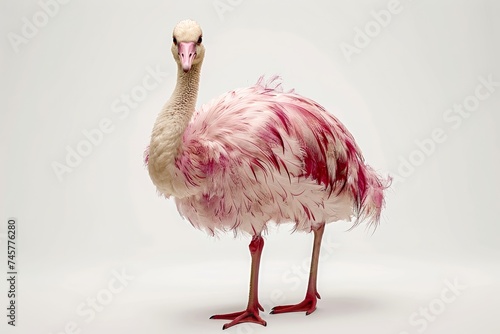 A majestic pink and white spoonbill, a beautiful aquatic bird, with a distinctive beak and elegant feathers, gracefully glides through the tranquil wildlife