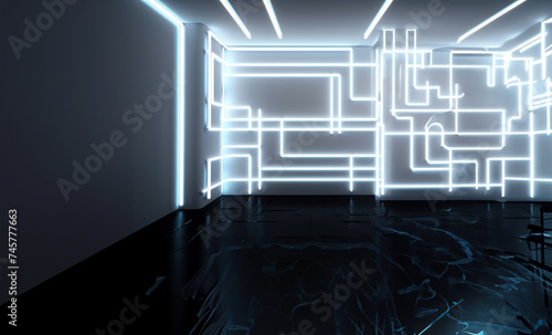 Cybernetic Corridor Illusion created with Generative AI technology