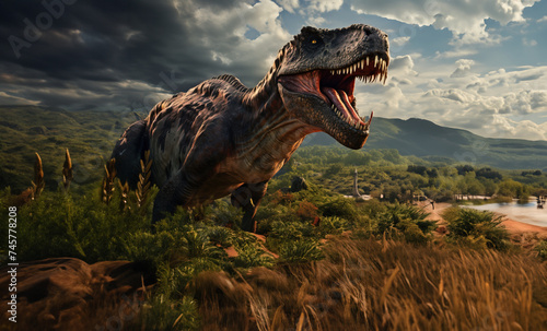 Tyrannosaurus Rex Rampage Created with Generative AI Technology