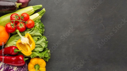 Flat lay vegetables with with black space