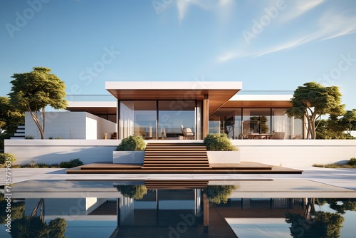 Modern Building Architecture of Luxury House Home or Hotel Exterior with swimming pool background