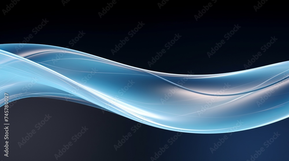 Obraz premium Transparent glossy glass ribbon. Curved wave in motion.