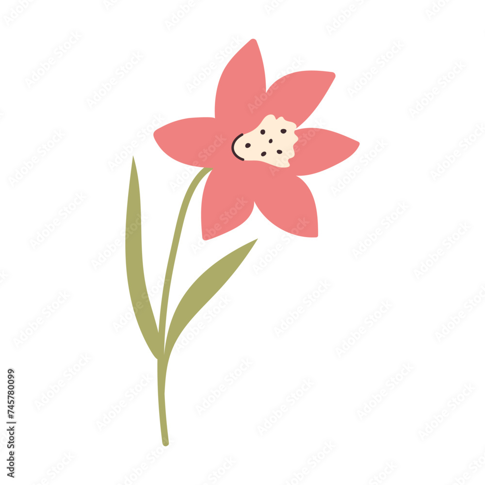 Simple Abstract hand drawn Flower. Spring or summer Doodle Botanical Nature element Simple Abstract hand drawn Flower. Spring or summer Doodle Botanical Nature element