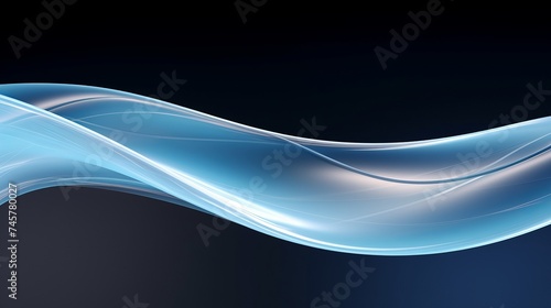 Transparent glossy glass ribbon. Curved wave in motion.