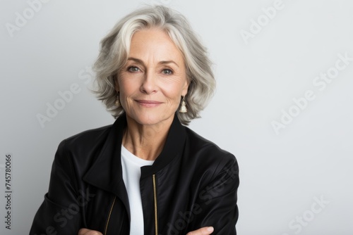 Portrait of a beautiful senior woman smiling and looking at the camera
