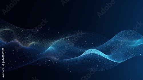 Wave of dots and weave lines. Abstract background. Network connection structure © Elchin Abilov