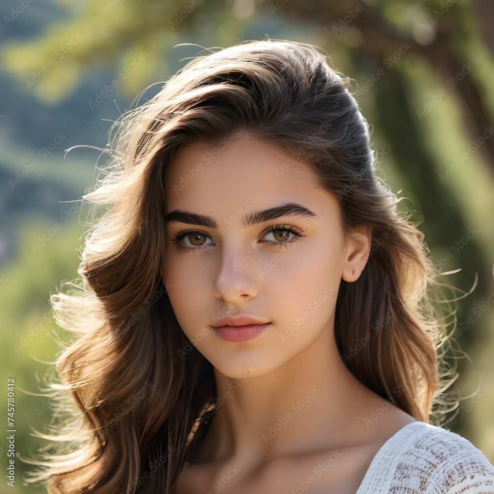 Headshot of a 16-year-old Italian Girl with Graceful Poise Headshot of a 16-year-old Italian Girl with Graceful Poise
