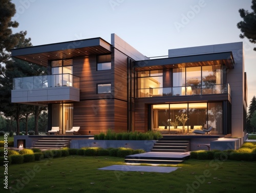 Large Modern House With Abundant Windows © pham