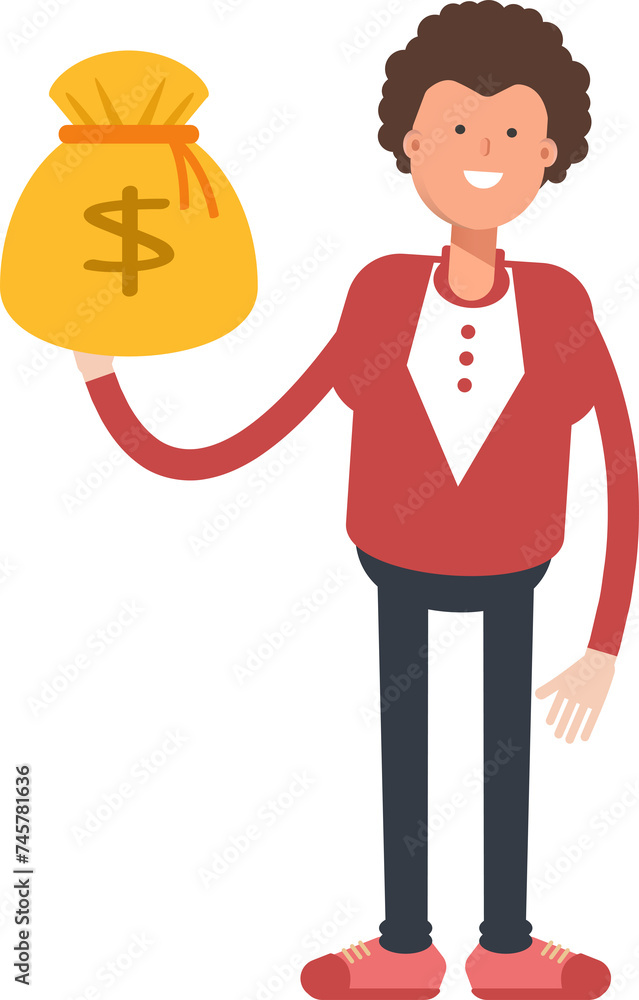 Frizzy Hair Man Character Holding Dollar Sack
Frizzy Hair Man Character Holding Dollar Sack