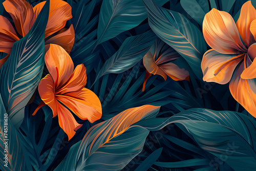 tropical floral background for wallpaper in the style