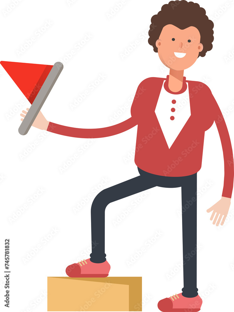 Frizzy Hair Man Character Holding Flag
Frizzy Hair Man Character Holding Flag