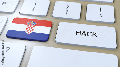 Croatia Hack of Country or Hacker Attack 3D Illustration. Country National Flag