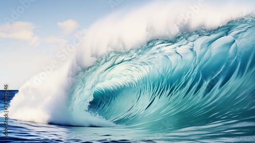 Big ocean wave breaking the shore