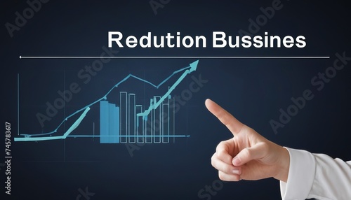 Business woman hand pointing graph cost reduction on virtual screen, costs optimization business concept