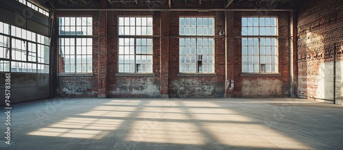 deserted ancient warehouse with brick walls