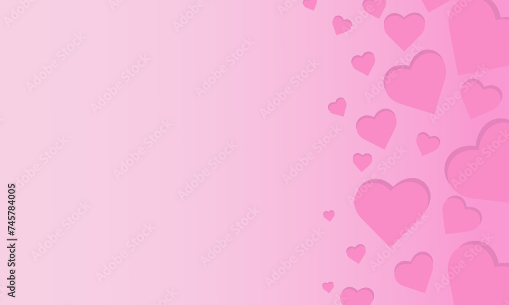 Pink hearts fly on a soft pink background, frame, copy space. Design concept for Valentine's Day