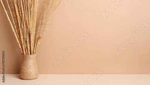 Mocup on a beige background. Empty white space for text. Advertising, design, post.
