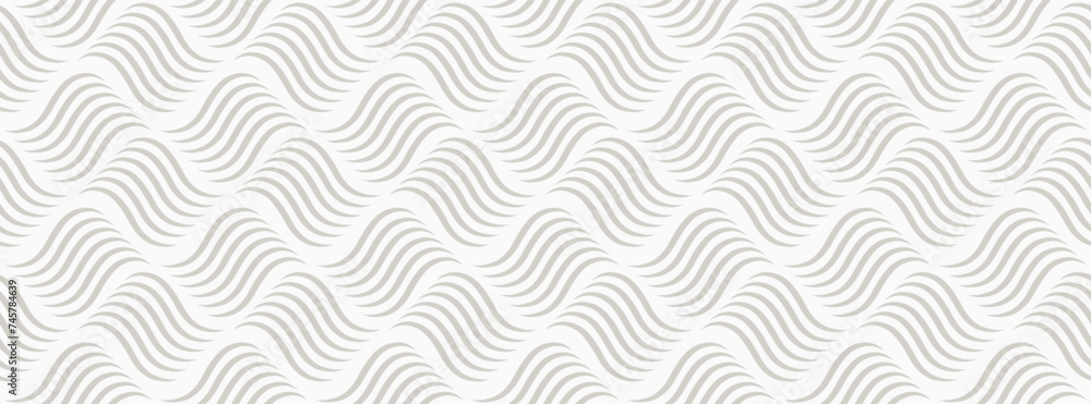 Vector wave seamless pattern. geometric wavy  Gray and white texture. simple geometric curve texture background.