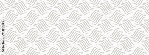 Vector wave seamless pattern. geometric wavy  Gray and white texture. simple geometric curve texture background.