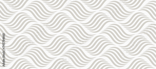 Grey wavy line abstract seamless pattern. 