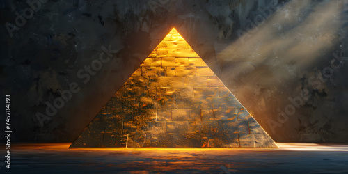 Pyramid in sea, A pyramid with the sun shining on it

