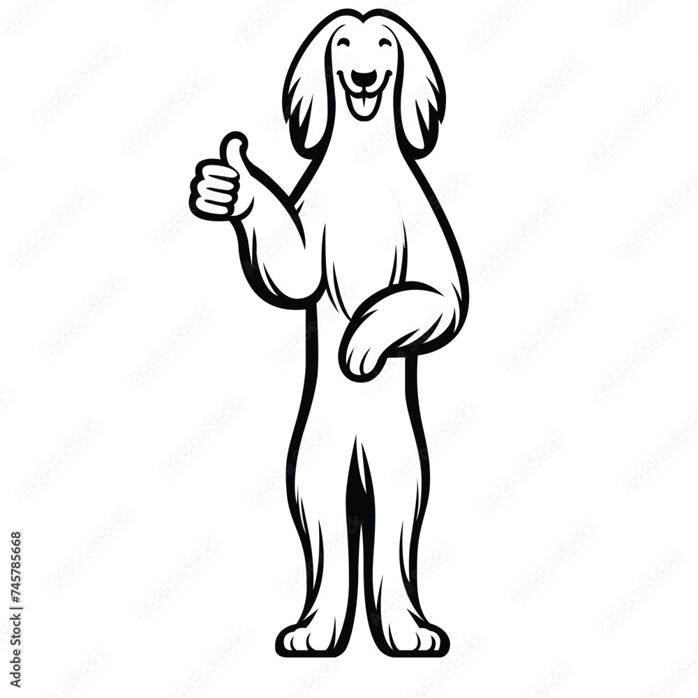 Obraz premium Afghan Hound Dog Happy Thumbs-Up illustration Vector 