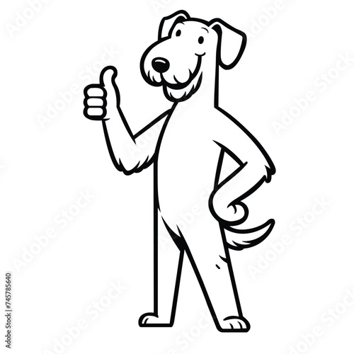 Airedale Terrier Dog Happy Thumbs-Up illustration Vector
