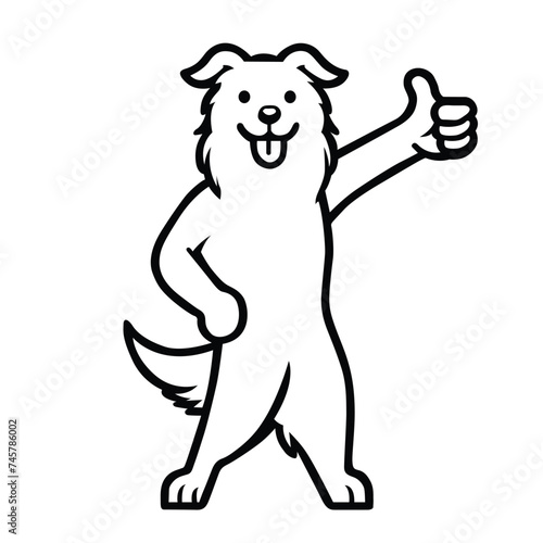 Border Collie Dog Happy Thumbs-Up illustration Vector

