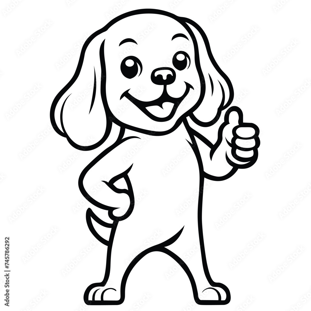 Fototapeta premium Cavalier King Charles Spaniel Happy Thumbs-Up illustration Vector 