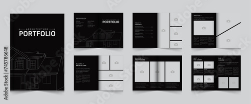 Architecture and interior portfolio layout design, a4 standard size print ready brochure template.Interior design portfolio