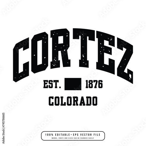 Cortez text effect vector. Editable college t-shirt design printable text effect vector photo