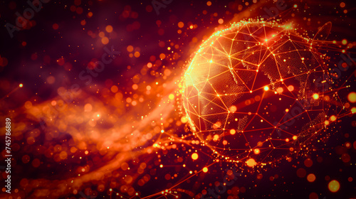 golden sphere illustration Technology concept with bright light lines, beautiful bokeh background.
