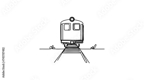 Continuous one line drawing. Modern high speed passenger commuter train. Vector illustration