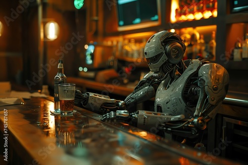 drunk robot in a bar
