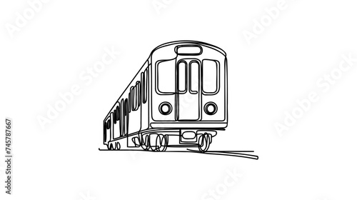 Continuous one line drawing. Modern high speed passenger commuter train. Vector illustration