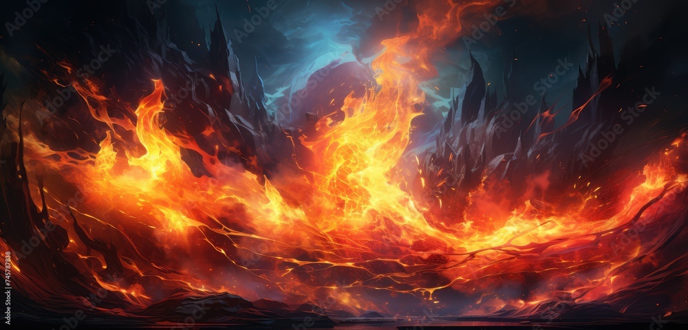 Fiery flame with dark background Fiery flame with dark background