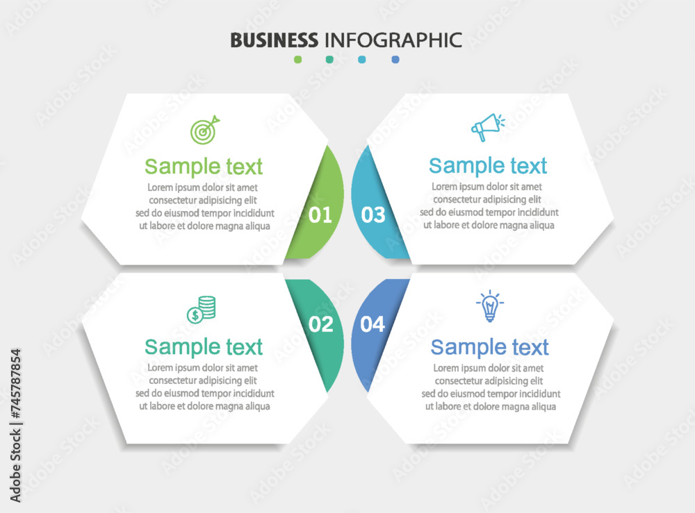 Business infographic template with 4 options, steps or processes. Can be used for workflow layout, diagram, annual report, web design Business infographic template with 4 options, steps or processes. Can be used for workflow layout, diagram, annual report, web design