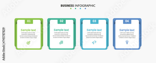 Business infographic  template with 4 options, steps or processes. Can be used for workflow layout, diagram, annual report, web design	