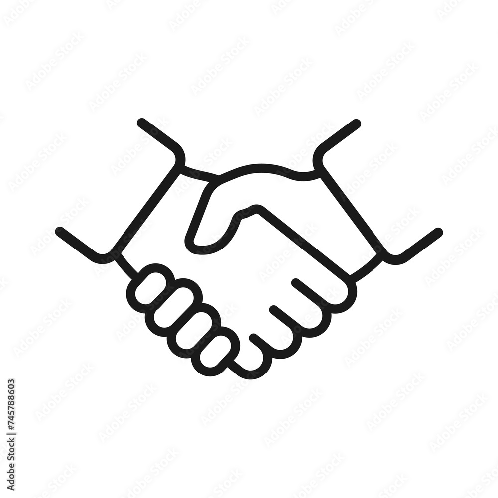 Fototapeta premium Handshake line icon. Business agreement handshake symbol. Vector