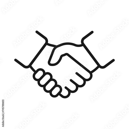 Handshake line icon. Business agreement handshake symbol. Vector