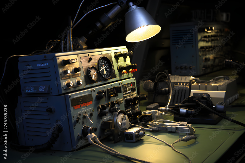 Intricate Details of HighFrequency Ham Radio Communication Setup StockFoto Adobe Stock