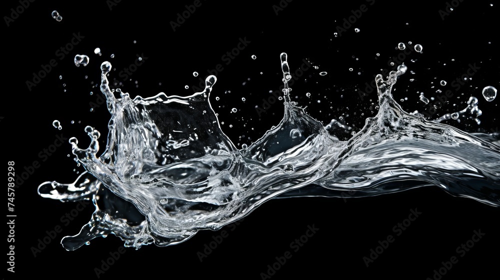 Water Splash Isolated On The Black background Water Splash Isolated On The Black background
